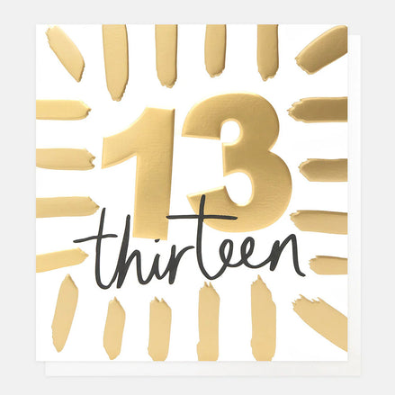 Gold 'Thirteen' Birthday Card