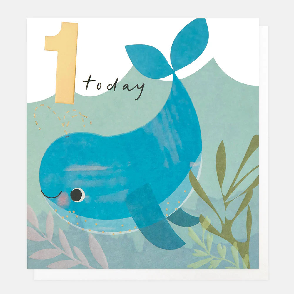 Swimming Whale 1 Today Birthday Card