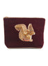 Burgundy Squirrel Medium Velvet Pouch