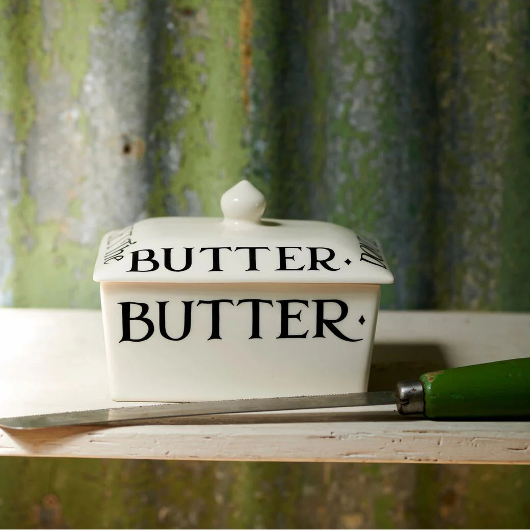 White butter dish with &