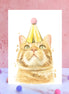 Ginger Tabby Cat Pompom Birthday Card
