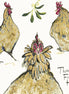 Three French Hens Christmas Card