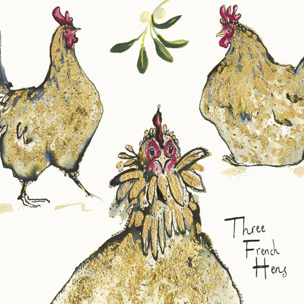 Three French Hens Christmas Card