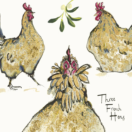 Three French Hens Christmas Card