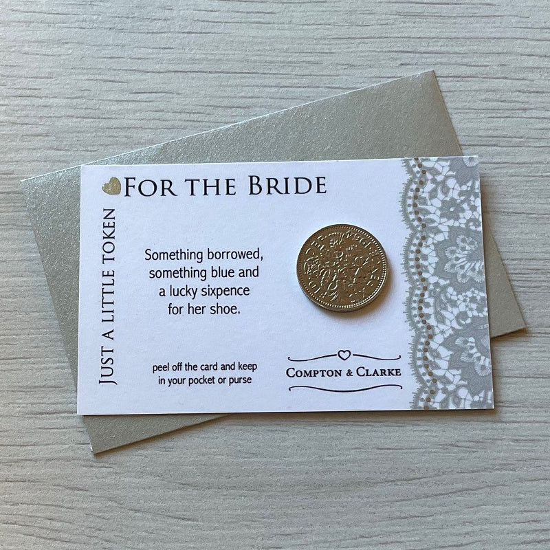 Bridal-Lucky Sixpence Carded Pocket Charm