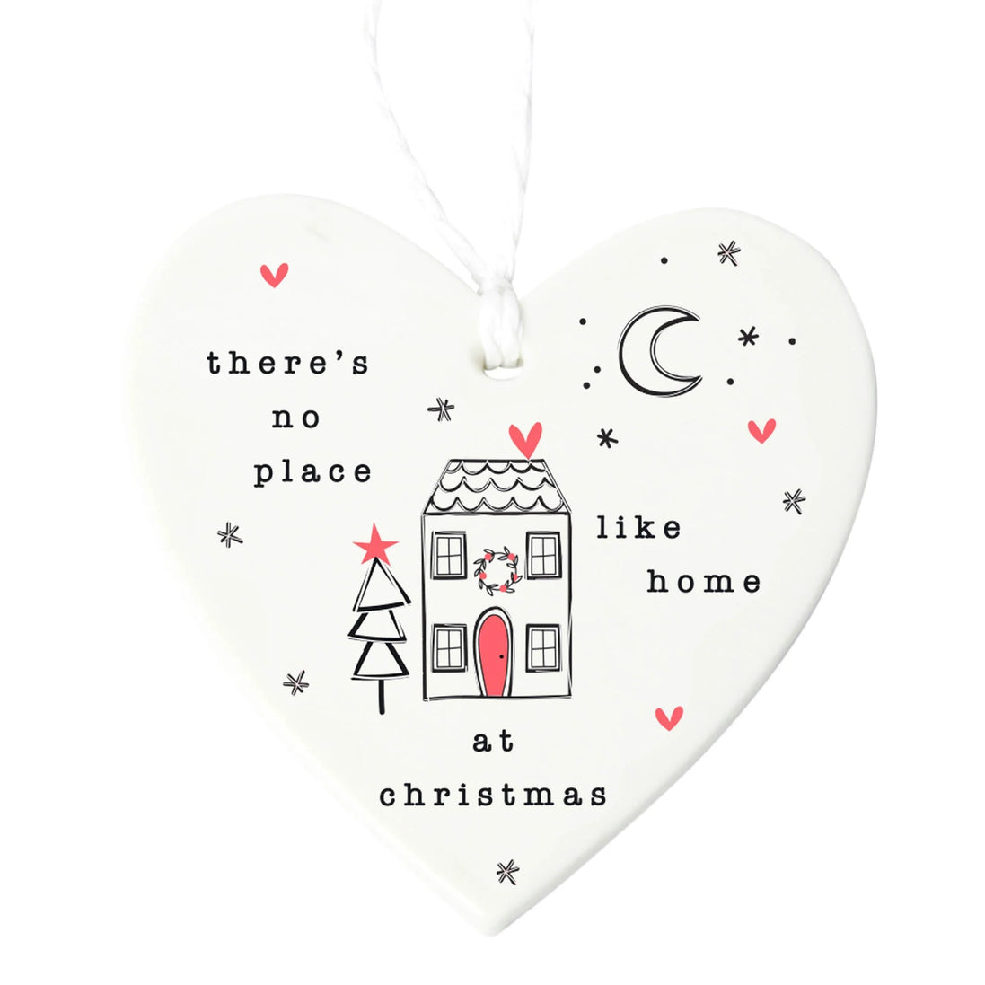 No Place Like Home Christmas Hanging Heart Decoration