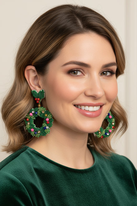 Christmas Wreath Earrings