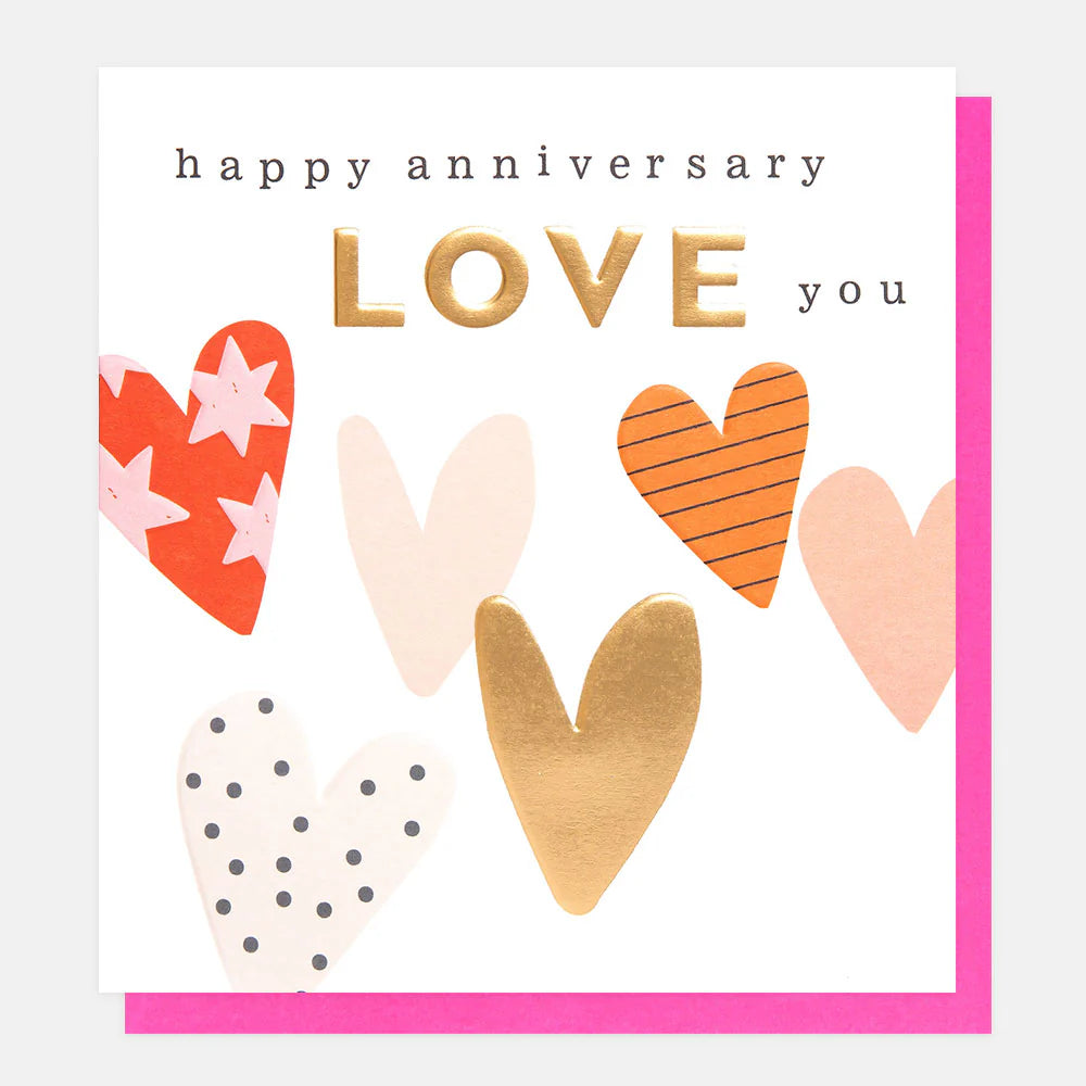 Happy Anniversary Love You Hearts Card