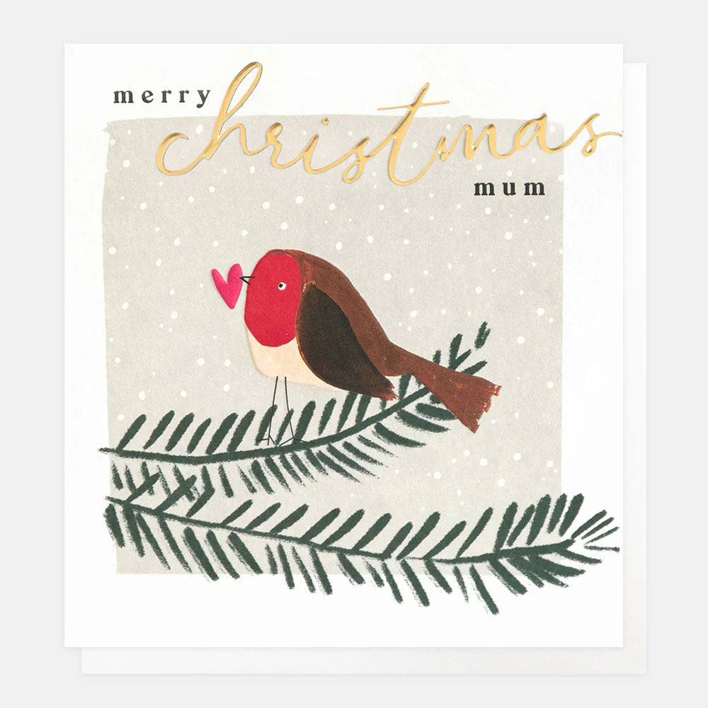 Mum Robin With Heart On Foliage Scene