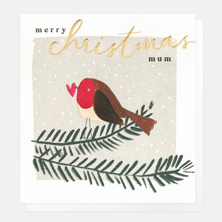 Mum Robin With Heart On Foliage Scene