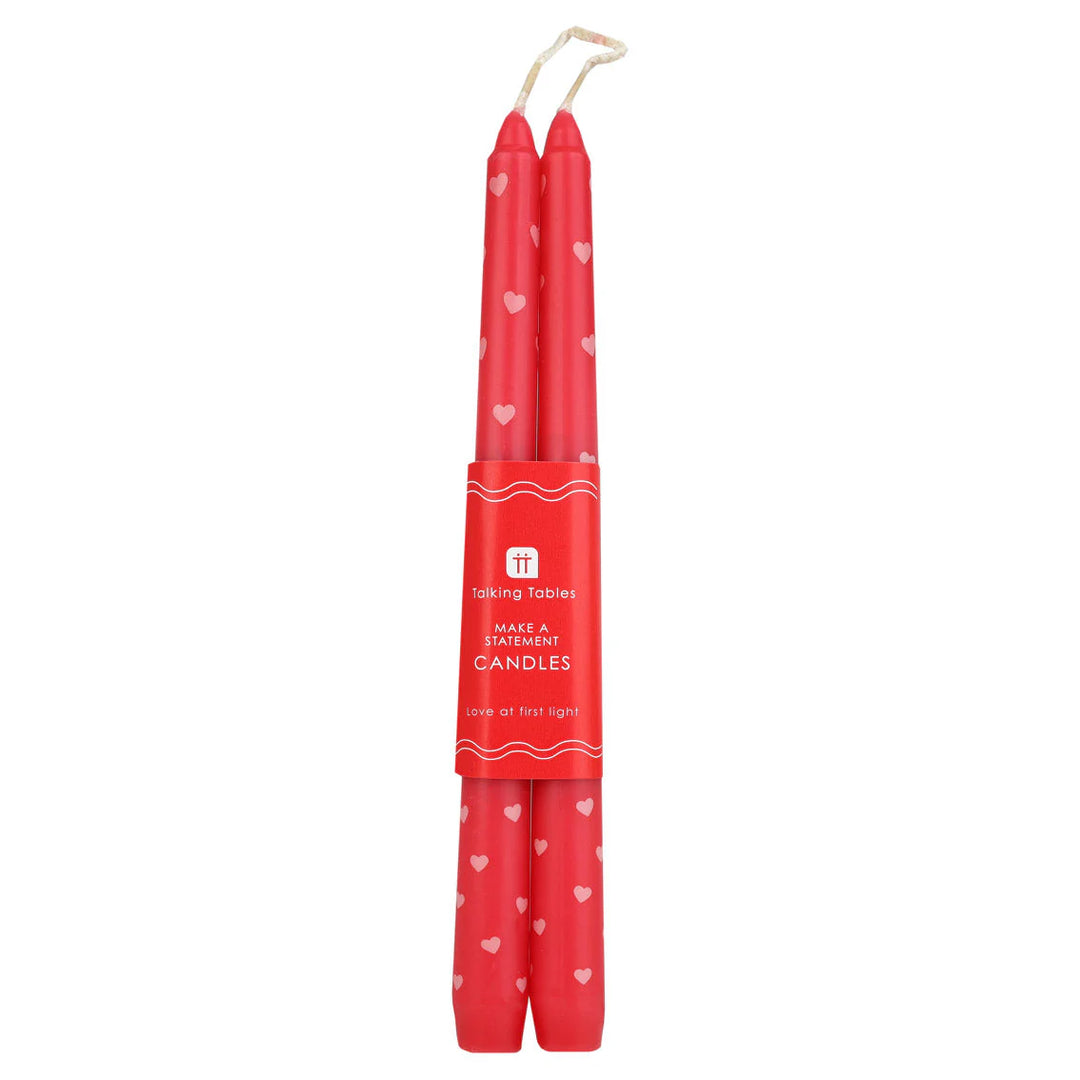 Heart Taper Dinner Candles - 2 Pack