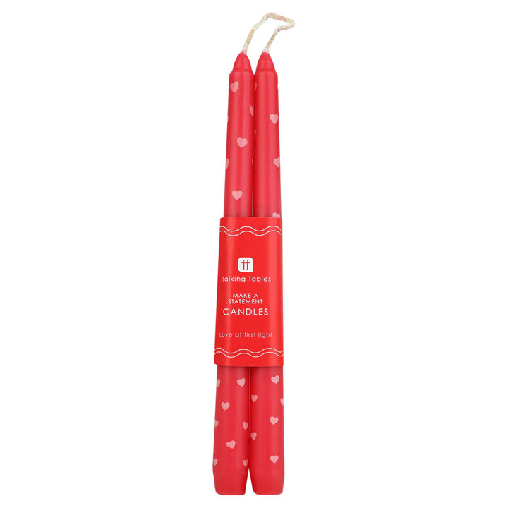 Heart Taper Dinner Candles - 2 Pack