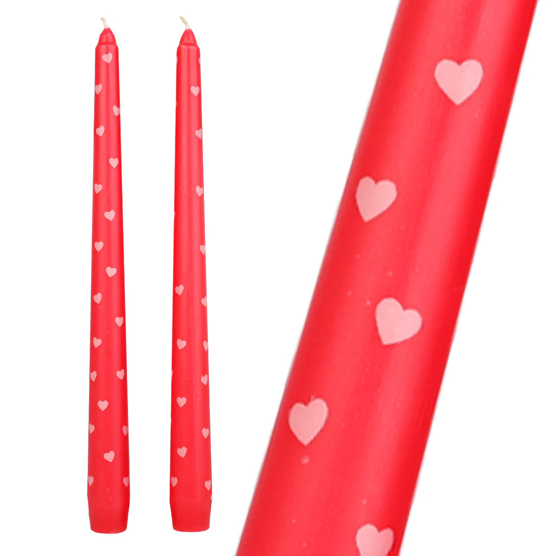 Heart Taper Dinner Candles - 2 Pack
