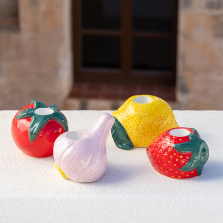 Strawberry Ceramic Candle Holder - Red