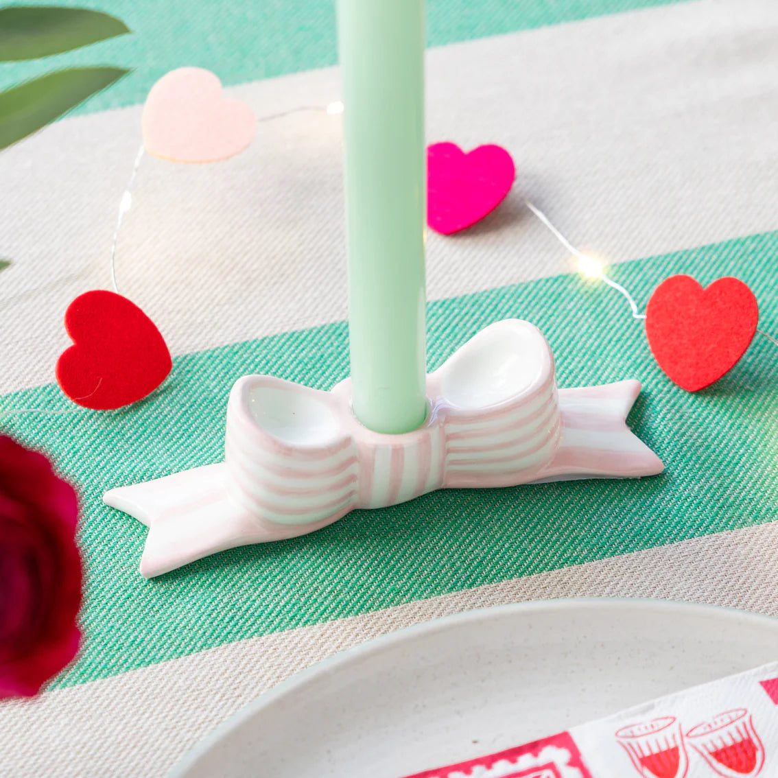 Pink Bow Candle Holder Talking Tables