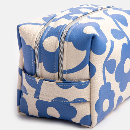 Blue Mono Flower Large Cube Washbag