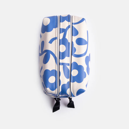 Blue Mono Flower Large Cube Washbag