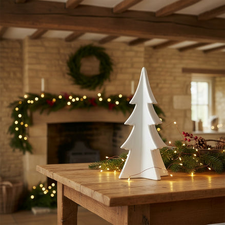 Ceramic 3D Christmas Tree Decoration - White