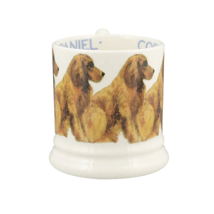 Ceramic mug with dachshund design on a white background