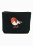 Dark Green Robin Medium Velvet Pouch