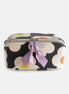 Multi Flower Charcoal Diagonal Cosmetic Bag
