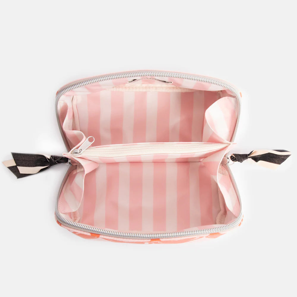 Diagonal Cosmetic Bag - Orange Linked Hearts