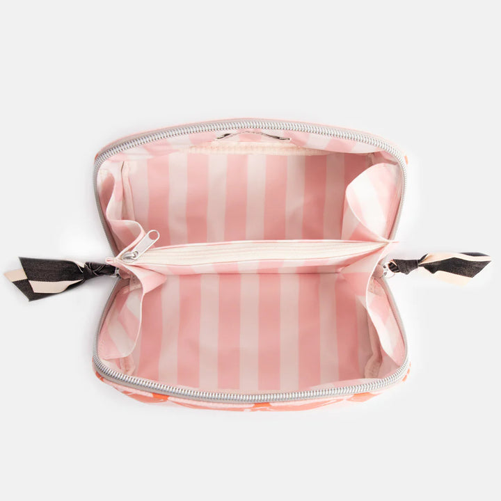 Diagonal Cosmetic Bag - Orange Linked Hearts