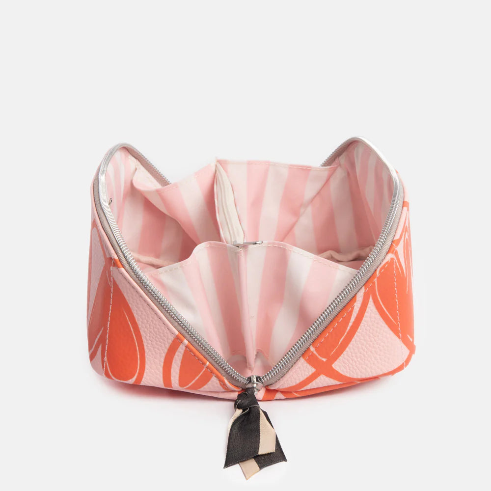 Diagonal Cosmetic Bag - Orange Linked Hearts