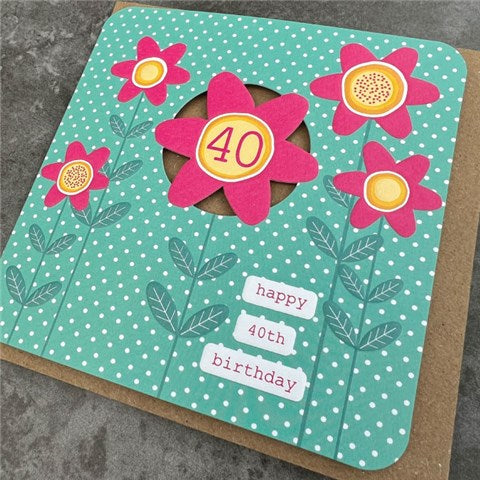 dinky daisy-40th birthday card