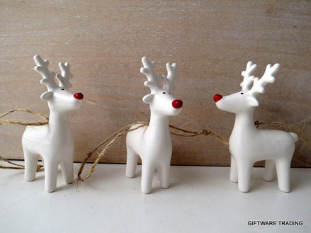 White Reindeer Tree Decoration