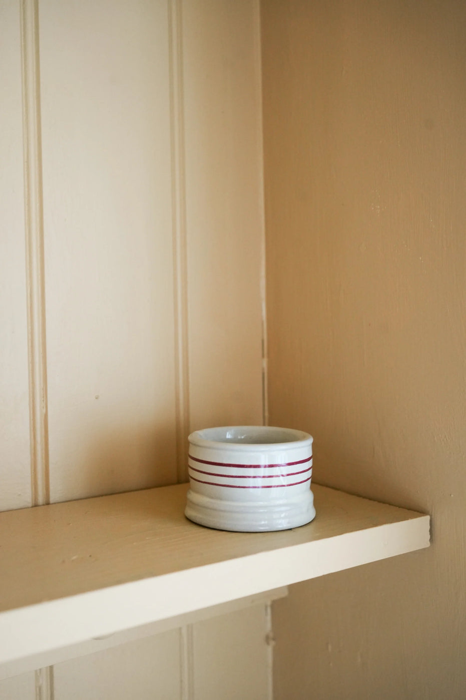 Hand Painted Breton Stripe Tea Light/Dip Bowl - Brick
