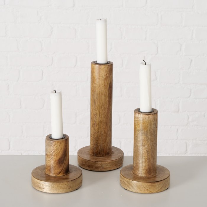 Large Mangowood Candle Holder – 22cm