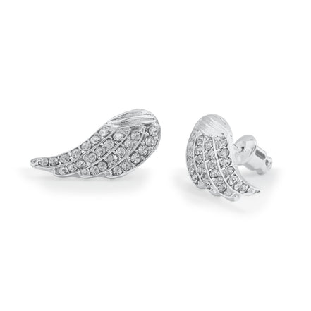 Crystal angel Wing Silver Stud Earrings