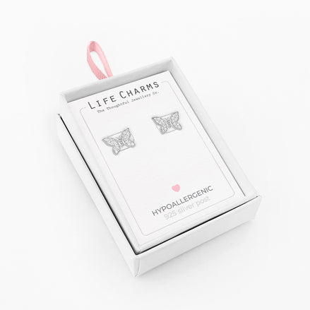 Butterfly Silver Stud Earrings