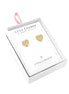 Flat crystal gold heart stud earrings
