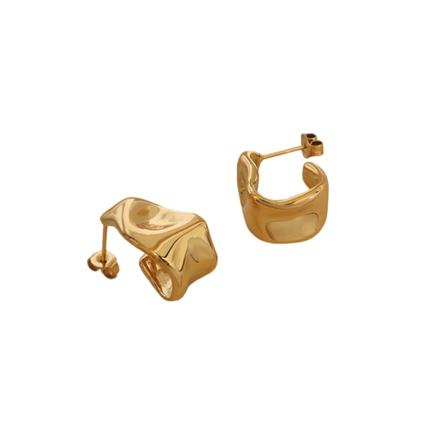 Gold Molten Curve Earrings