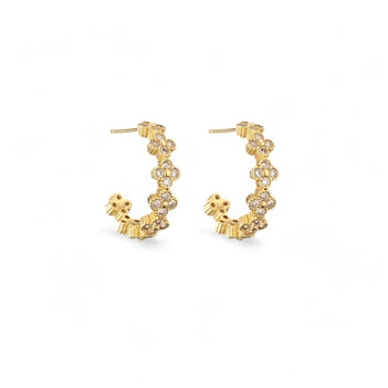 Crystal Clover Hoop Earring in Gold clear