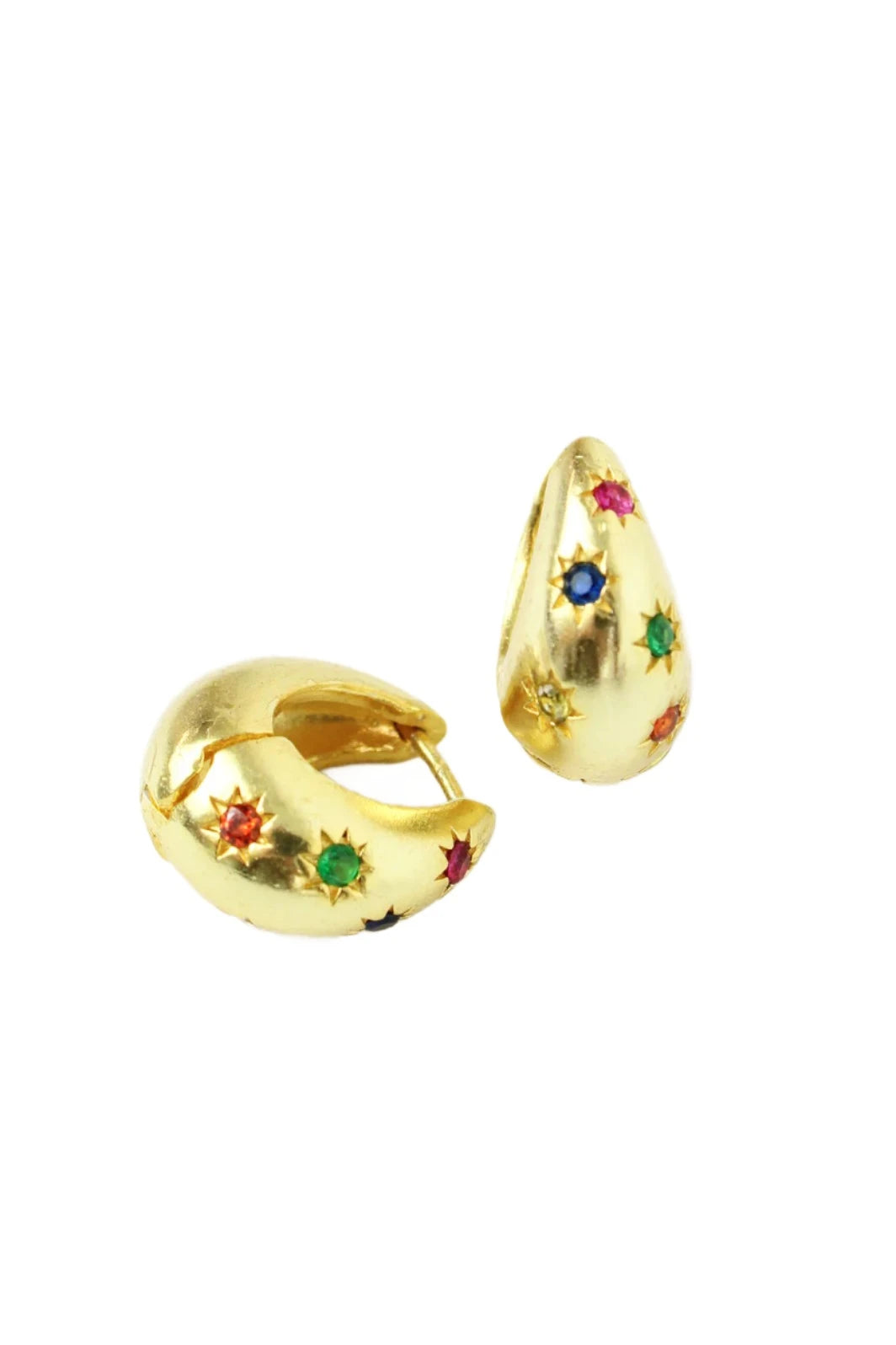 Gold and Coloured CZ Chunky Hoop Earrings