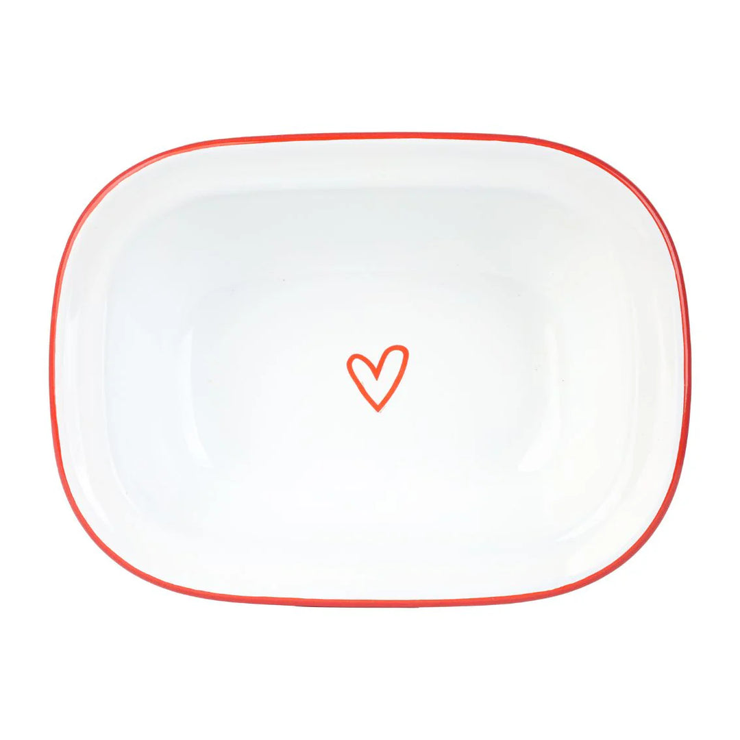 Heart Pink Oven Enamel Dish - 20cm