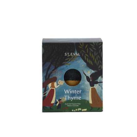 Christmas Gold Half Dipped Winter Thyme Pillar Candle