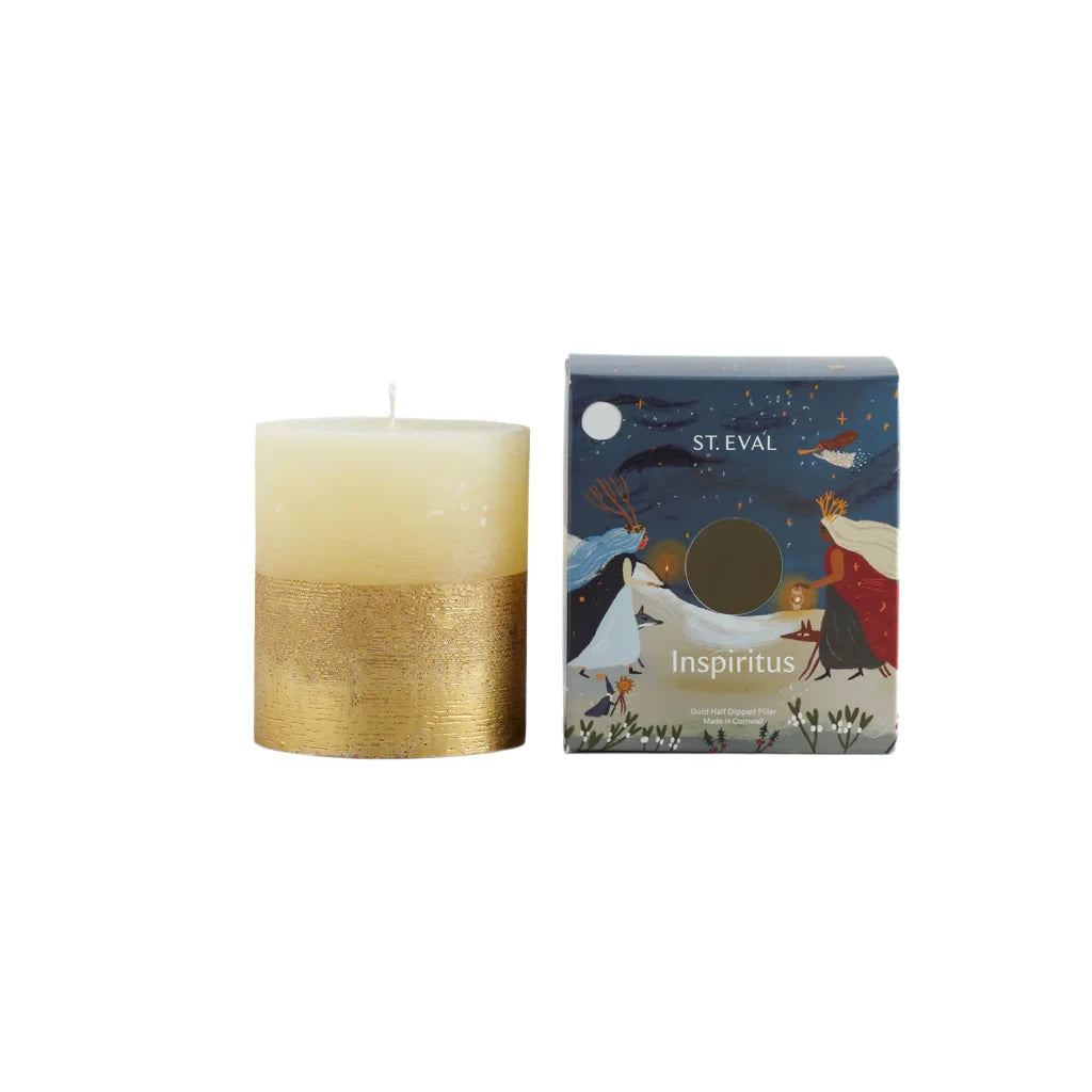 Christmas Gold Half Dipped Inspiritus Pillar Candle