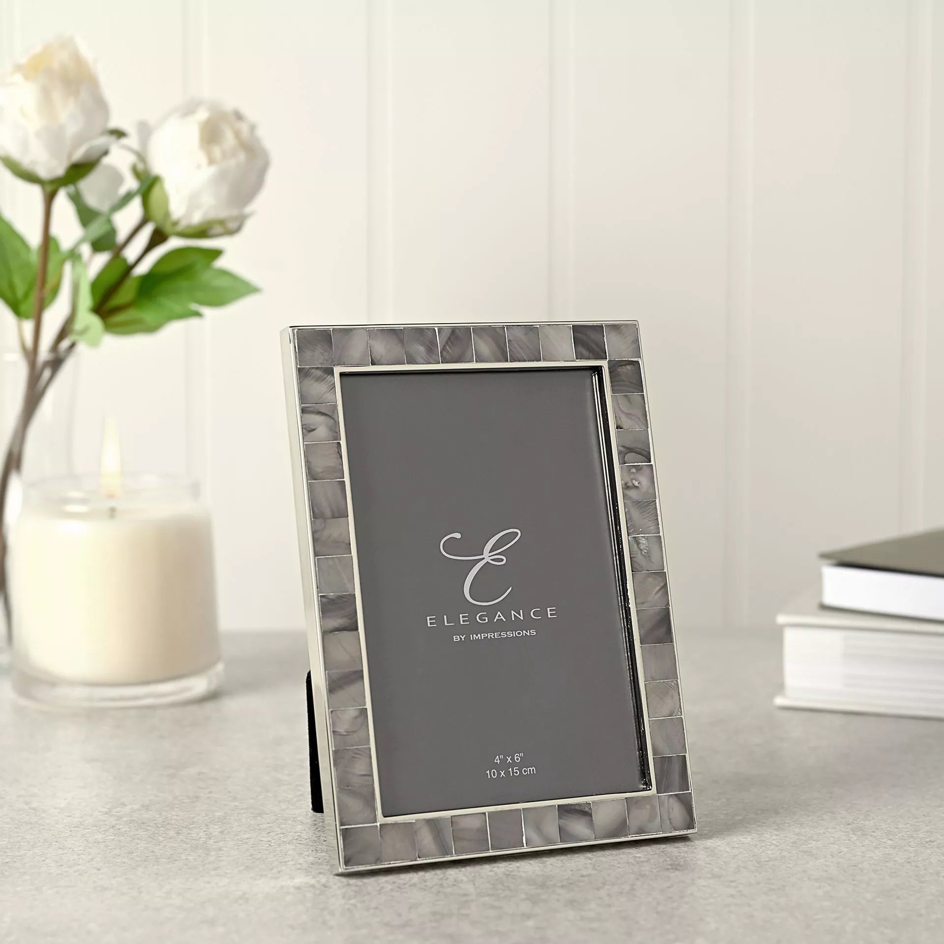 Elegance Grey Mother of Pearl Photo Frame 4' x 6'