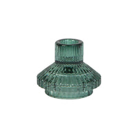 Geometric Small Sage Green Glass Candle Holder