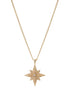 Gold star-shaped pendant necklace on a white background