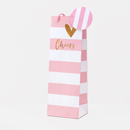Bottle Pink Stripe Gift Bag