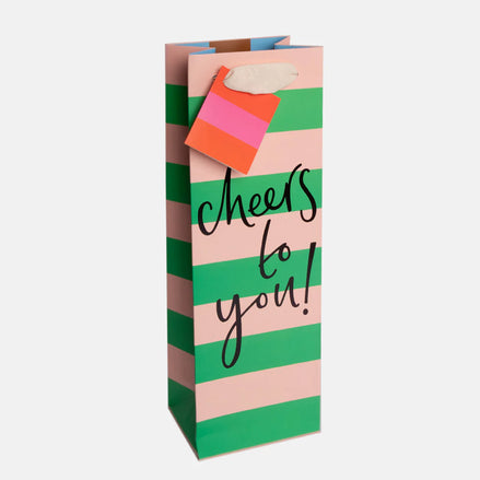 Cheers To You Stripe Bottle Bag