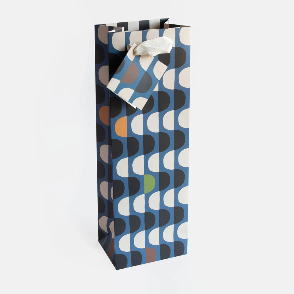 Geo Semi-Circle Stripe Navy Bottle Bag