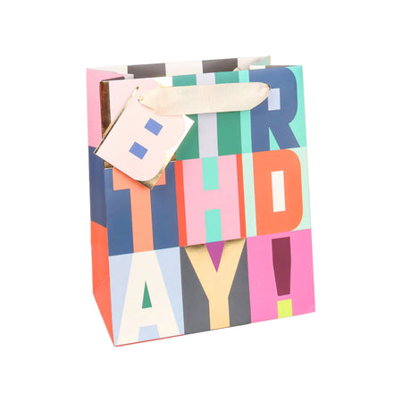 Happy Birthday Block Text Medium Gift Bag