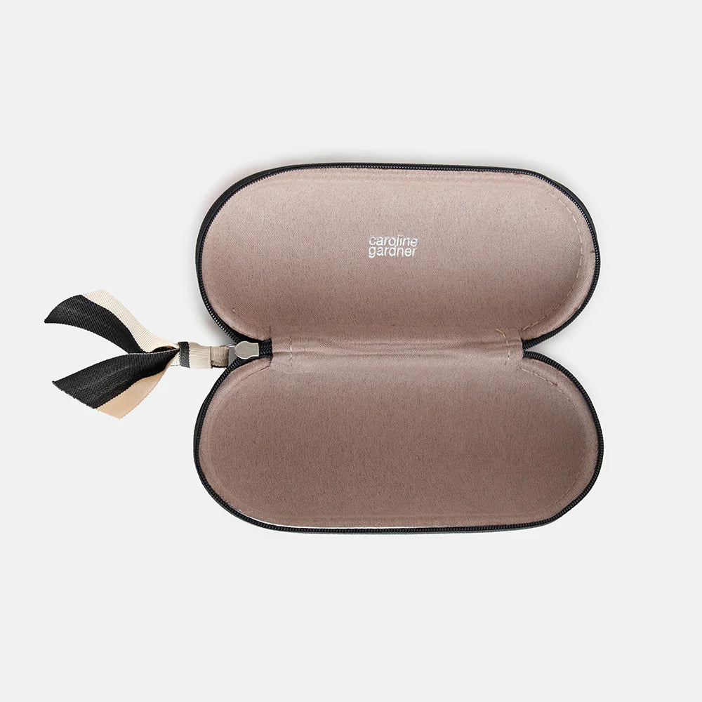 Multi Flower Charcoal Zip Glasses Case