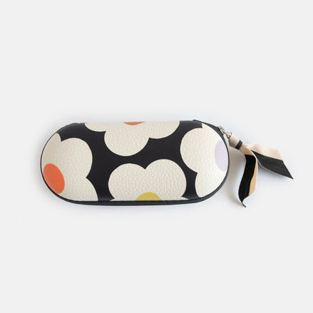 Multi Flower Charcoal Zip Glasses Case